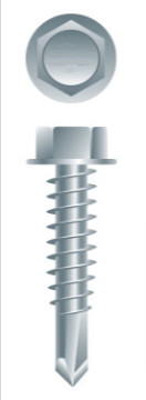 Metal screw self-drilling, Bullseye, #10-16 x 1-1/2&quot;, Hexagonal head, Tek3, Zinc (3M/bx-48bx/skd)