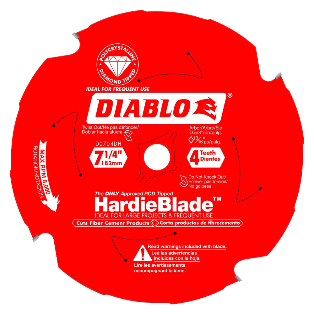 Cement board circular saw blade, Diablo, 7-1/4'', 4 teeth (5un/bx)