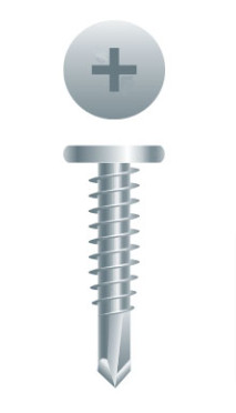 Metal screw self-drilling, Bullseye Smart Point, #10-16 x 1-1/2&quot;, Pancake head, Phillips #2, Tek3, Zinc (4M/bx-48bx/skd)