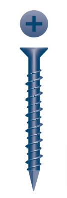 Concrete screw, Bullseye, 1/4'' x 1-3/4'', Flat head Quad #3, Blue coating (2.5M/bx-48bx/skd)